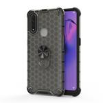 For OPPO A8 Shockproof Honeycomb PC + TPU Ring Holder Protection Case(Grey)