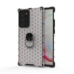 For Samsung Galaxy Note20 Ultra Shockproof Honeycomb PC + TPU Ring Holder Protection Case(White)