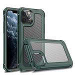 For iPhone 11 Pro Transparent Carbon Fiber Texture Rugged Full Body TPU+PC Scratch-Resistant Shockproof Case(Army Green)