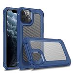 For iPhone 11 Pro Transparent Carbon Fiber Texture Rugged Full Body TPU+PC Scratch-Resistant Shockproof Case(Blue)