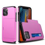 For iPhone 12 / 12 Pro Shockproof Rugged Armor Protective Case with Card Slot(Pink)