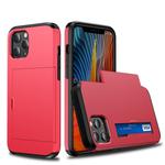 For iPhone 12 Pro Max Shockproof Rugged Armor Protective Case with Card Slot(Red)