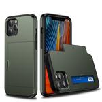 For iPhone 12 Pro Max Shockproof Rugged Armor Protective Case with Card Slot(Army Green)