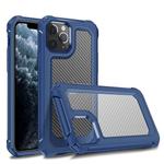 For iPhone 11 Pro Max Transparent Carbon Fiber Texture Rugged Full Body TPU+PC Scratch-Resistant Shockproof Case(Blue)