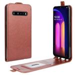 For LG V60 ThinQ 5G / LG V60 ThinQ 5G UW R64 Texture Single Vertical Flip Leather Protective Case with Card Slots & Photo Frame(Brown)
