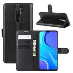 For Xiaomi Redmi 9 Litchi Texture Horizontal Flip Protective Case with Holder & Card Slots & Wallet(Black)