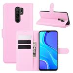 For Xiaomi Redmi 9 Litchi Texture Horizontal Flip Protective Case with Holder & Card Slots & Wallet(Pink)