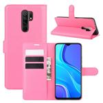 For Xiaomi Redmi 9 Litchi Texture Horizontal Flip Protective Case with Holder & Card Slots & Wallet(Rose red)