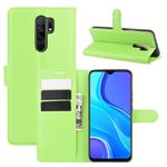 For Xiaomi Redmi 9 Litchi Texture Horizontal Flip Protective Case with Holder & Card Slots & Wallet(Green)