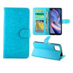 For OPPO A92s Crazy Horse Texture Leather Horizontal Flip Protective Case with Holder & Card Slots & Wallet & Photo Frame(baby Blue)