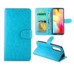 For Xiaomi Mi Note 10 Lite Crazy Horse Texture Leather Horizontal Flip Protective Case with Holder & Card Slots & Wallet & Photo Frame(baby Blue)