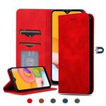 For Samsung Galaxy A01 (EU) Retro Skin Feel Business Magnetic Horizontal Flip Leather Case(Red)