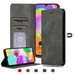 For Samsung Galaxy A41 (EU) Retro Skin Feel Business Magnetic Horizontal Flip Leather Case(Dark Grey)