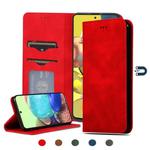 For Samsung Galaxy A71 5G Retro Skin Feel Business Magnetic Horizontal Flip Leather Case(Red)