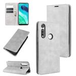 For Motorola Moto G Fast Retro-skin Business Magnetic Suction Leather Case with Holder & Card Slots & Wallet(Grey)