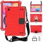 For Samsung Galaxy Tab S6 Lite P610 Honeycomb EVA + PC Shockproof Case with Strap(Red+Black)