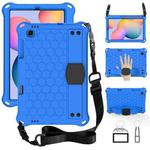 For Samsung Galaxy Tab S6 Lite P610 Honeycomb EVA + PC Shockproof Case with Strap(Blue+Black)