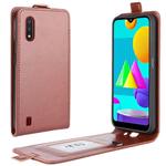 For Samsung Galaxy M01 R64 Texture Single Vertical Flip Leather Protective Case with Card Slots & Photo Frame(Brown)
