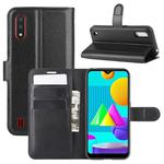 For Samsung Galaxy M01 Litchi Texture Horizontal Flip Protective Case with Holder & Card Slots & Wallet(Black)