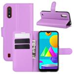 For Samsung Galaxy M01 Litchi Texture Horizontal Flip Protective Case with Holder & Card Slots & Wallet(Purple)