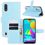 For Samsung Galaxy M01 Litchi Texture Horizontal Flip Protective Case with Holder & Card Slots & Wallet(Blue)