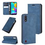 For Samsung Galaxy M01 Retro-skin Business Magnetic Suction Leather Case with Holder & Card Slots & Wallet(Dark Blue)