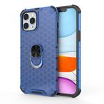 For iPhone 12 mini Shockproof Honeycomb PC + TPU Ring Holder Protection Case(Blue)