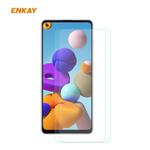For Samsung Galaxy A21s 2pcs ENKAY Hat-Prince 0.26mm 9H 2.5D Curved Edge Tempered Glass Film