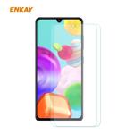 For Samsung Galaxy A41 2 PCS ENKAY Hat-Prince 0.26mm 9H 2.5D Curved Edge Tempered Glass Film