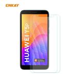 For Huawei Y5p 2 PCS ENKAY Hat-Prince 0.26mm 9H 2.5D Curved Edge Tempered Glass Film