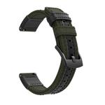 For Fossil Fossil Gen5 Carlyle Canvas Leather Nylon Watch Band(Army Green)