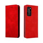 For Huawei P40 Retro Skin Feel Business Magnetic Horizontal Flip Leather Case(Red)