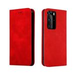 For Huawei P40 Pro Retro Skin Feel Business Magnetic Horizontal Flip Leather Case(Red)