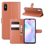 For Xiaomi Redmi 9A Litchi Texture Horizontal Flip Protective Case with Holder & Card Slots & Wallet(Brown)