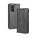 For Samsung Galaxy Note20 Ultra Magnetic Buckle Retro Crazy Horse Texture Horizontal Flip Leather Case with Holder & Card Slots & Photo Frame(Black)