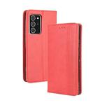 For Samsung Galaxy Note20 Ultra Magnetic Buckle Retro Crazy Horse Texture Horizontal Flip Leather Case with Holder & Card Slots & Photo Frame(Red)