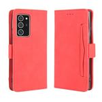 For Samsung Galaxy Note20 Ultra Wallet Style Skin Feel Calf Pattern Leather Case with Separate Card Slot(Red)