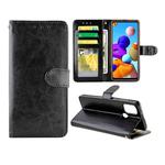 For Samsung Galaxy A21S Crazy Horse Texture Leather Horizontal Flip Protective Case with Holder & Card Slots & Wallet & Photo Frame(Black)