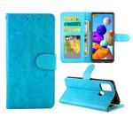 For Samsung Galaxy A21S Crazy Horse Texture Leather Horizontal Flip Protective Case with Holder & Card Slots & Wallet & Photo Frame(Baby Blue)