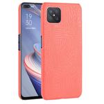 For OPPO A92s Shockproof Crocodile Texture PC + PU Case(Red)