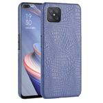 For OPPO A92s Shockproof Crocodile Texture PC + PU Case(Blue)
