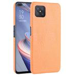 For OPPO A92s Shockproof Crocodile Texture PC + PU Case(Orange)