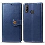 For Huawei Y8S Retro Solid Color Leather Buckle Phone Case with Lanyard & Photo Frame & Card Slot & Wallet & Stand Function(Blue)