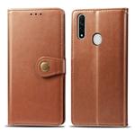 For OPPO A8 Solid Color Leather Buckle Phone Case with Lanyard & Photo Frame & Card Slot & Wallet & Stand Function(Brown)