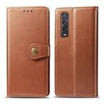 For OPPO Find X2 Pro Solid Color Leather Buckle Phone Case with Lanyard & Photo Frame & Card Slot & Wallet & Stand Function(Brown)