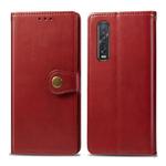 For OPPO Find X2 Pro Solid Color Leather Buckle Phone Case with Lanyard & Photo Frame & Card Slot & Wallet & Stand Function(Red)