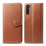 For OPPO Reno3 A Solid Color Leather Buckle Phone Case with Lanyard & Photo Frame & Card Slot & Wallet & Stand Function(Brown)