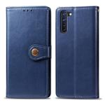 For OPPO Reno3 A Solid Color Leather Buckle Phone Case with Lanyard & Photo Frame & Card Slot & Wallet & Stand Function(Blue)
