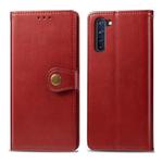 For OPPO Reno3 A Solid Color Leather Buckle Phone Case with Lanyard & Photo Frame & Card Slot & Wallet & Stand Function(Red)