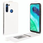 For Motorola Moto G8 R64 Texture Single Vertical Flip Leather Protective Case with Card Slots & Photo Frame(White)